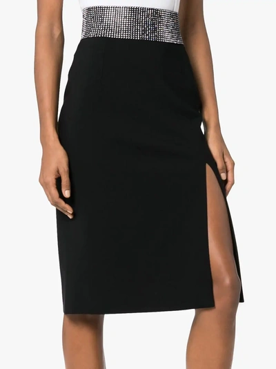 Shop Christopher Kane High-waisted Crystal Embellished Skirt In Black
