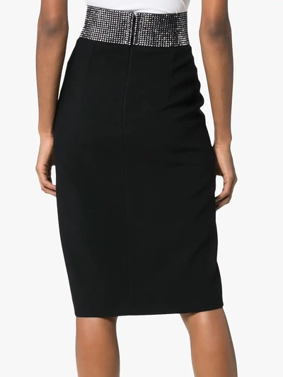 Shop Christopher Kane High-waisted Crystal Embellished Skirt In Black
