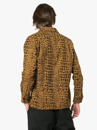 Shop Wacko Maria Giraffe Print Cotton Shirt In Yellow