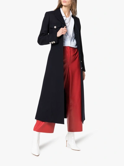 Shop Burberry Beaumaris Structured Riding Coat In A1222 Navy