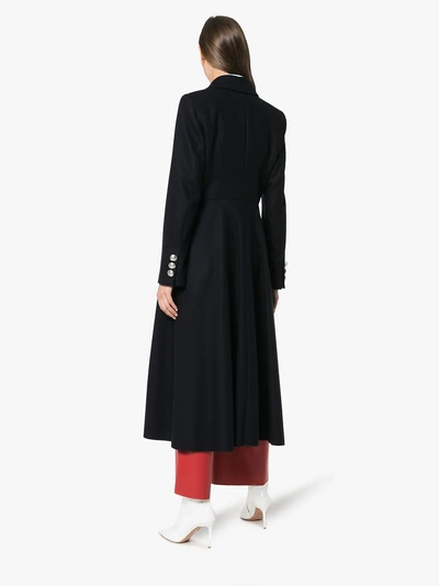Shop Burberry Beaumaris Structured Riding Coat In A1222 Navy