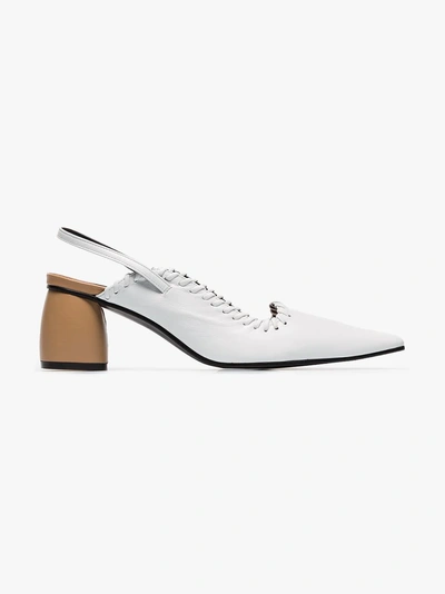 Shop Reike Nen White 60 Curved Leather Slingback Pumps