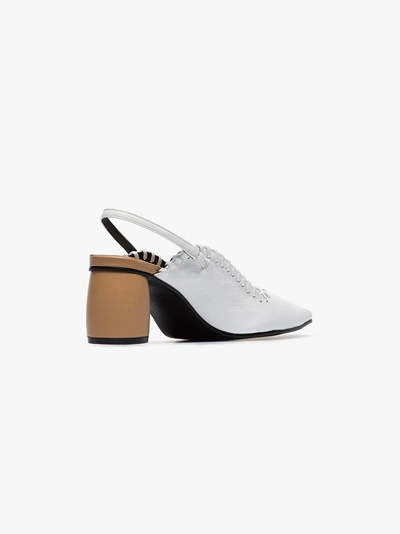 Shop Reike Nen White 60 Curved Leather Slingback Pumps