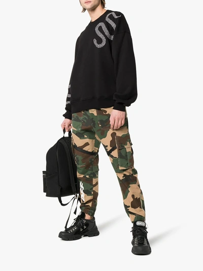 Shop Amiri Snake Applique Cotton Sweatshirt In Black