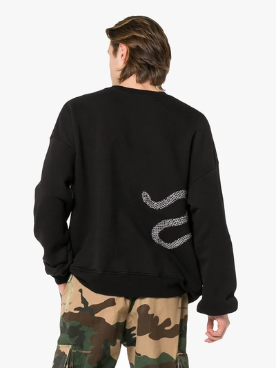 Shop Amiri Snake Applique Cotton Sweatshirt In Black