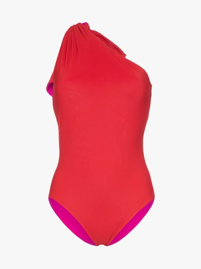 Shop Araks Melika Reversible One Shoulder Swimsuit In Purple