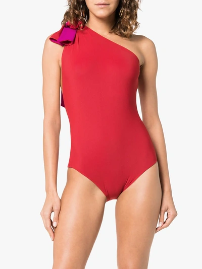 Shop Araks Melika Reversible One Shoulder Swimsuit In Purple