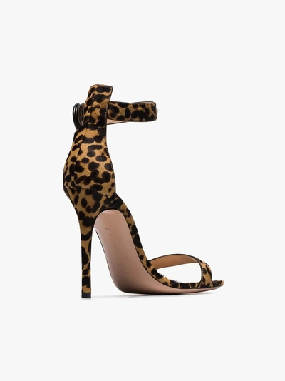 Shop Gianvito Rossi Leopard Portofino 105 Strappy Calf Hair Sandals In 109 - Neutrals