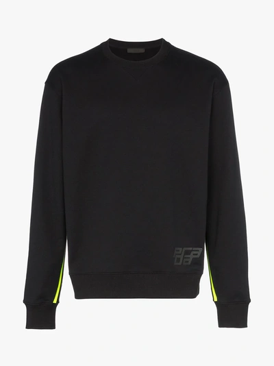 Shop Prada Sweatshirt Mit Logo-streifen In Black