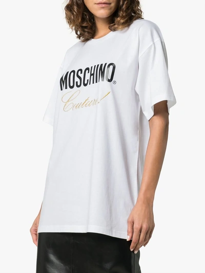 Shop Moschino Couture Logo Cotton T-shirt In 6001 White