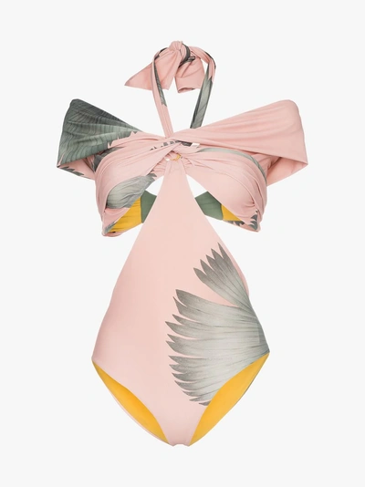 Shop Johanna Ortiz Palm Beach Twisted Front Swimsuit In Pink