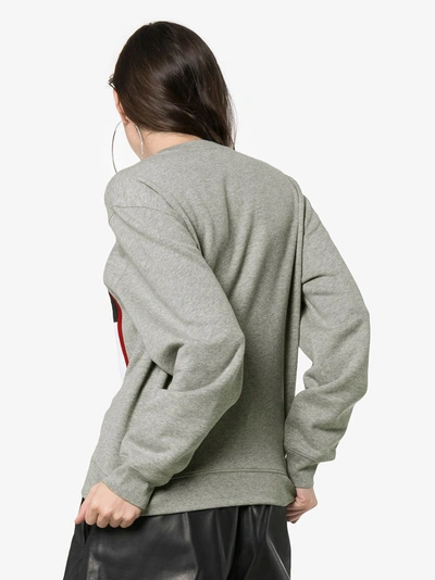 Shop Burberry Chequer Ekd Cotton Sweatshirt In Grey