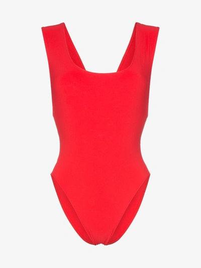 Shop Araks Red Jireh Scoop Neck Cutout Swimsuit