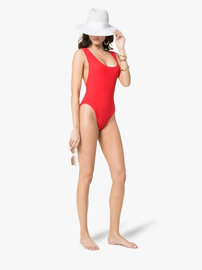 Shop Araks Red Jireh Scoop Neck Cutout Swimsuit