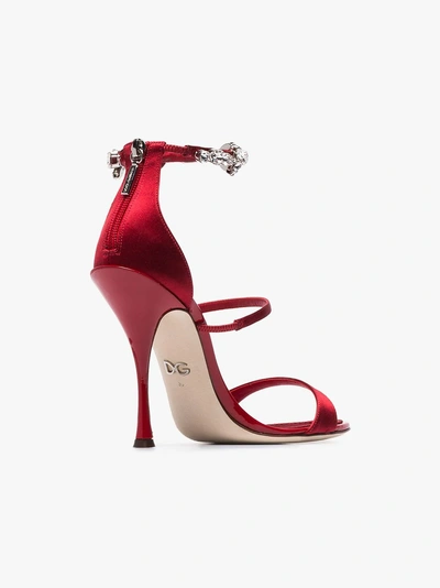 Shop Dolce & Gabbana '105' Satinsandalen Mit Kristallen In 89902 Red