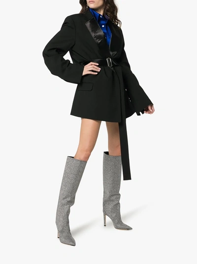 Shop Jimmy Choo Mavis 100 Knee Boots In Silver