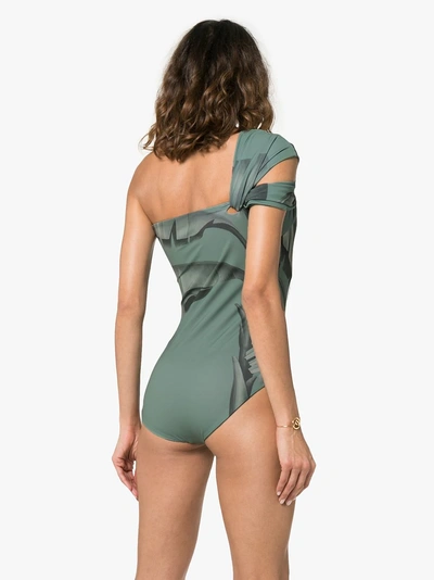 Shop Johanna Ortiz Bronte Printed Swimsuit In Green