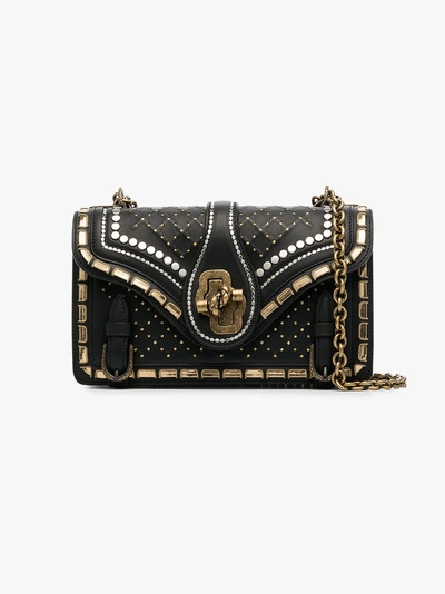 Shop Bottega Veneta Black, Gold And Silver Metallic Catena City Knot Leather Shoulder Bag