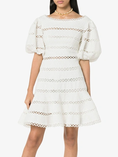 Shop Zimmermann Bowie Contour Hailspot Dress In Ivory