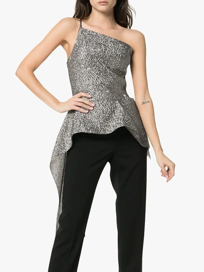 Shop Roland Mouret Einschultriges 'caplan' Top In C1089 Dark Silver