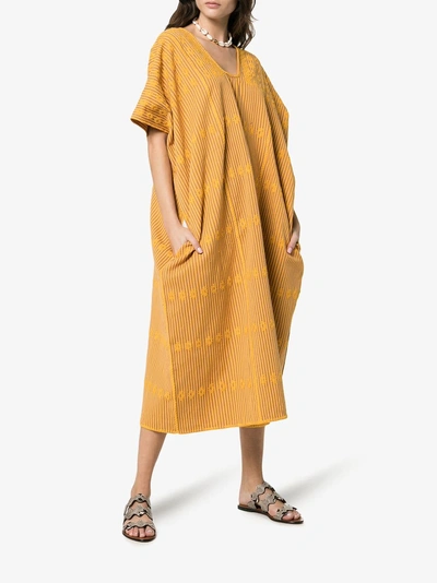 Shop Pippa Holt Embroidered Kaftan Dress In Orange