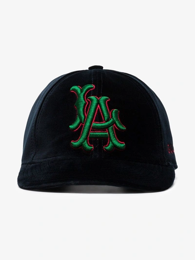 Shop Gucci Dark Blue Runway  Baseball Hat With La Angels™ Patch