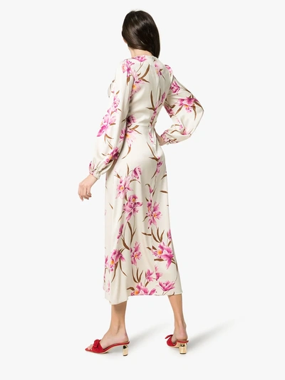 Shop Zimmermann Corsage Floral Print Midi Dress In Pink