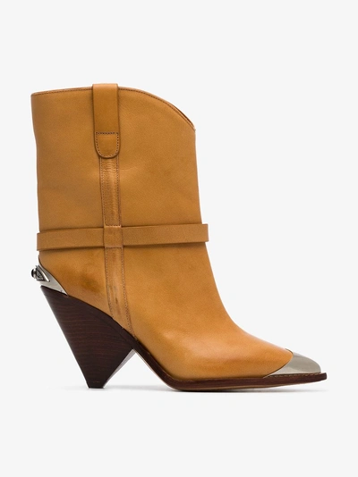 Shop Isabel Marant Lamsy Leather Boots In Neutrals