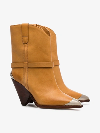 Shop Isabel Marant Lamsy Leather Boots In Neutrals