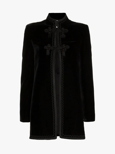 Shop Saint Laurent Lange Jacke Mit Stickerei In Black