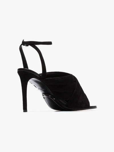 Shop Balmain Black Janel 95 Suede Sandals In 0pa Black