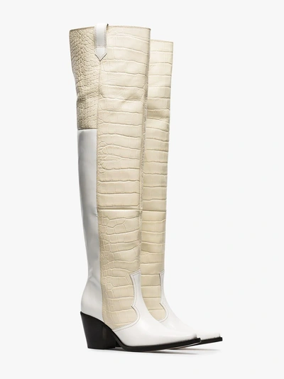 Shop Ganni 'nadine 70' Overknee-stiefel In 151 Bright White