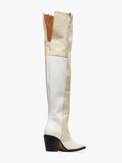 Shop Ganni 'nadine 70' Overknee-stiefel In 151 Bright White