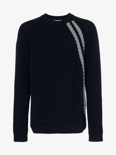 Shop Jil Sander Crew Sweater With Stripe Detail In Blue