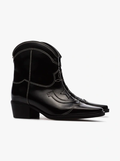 Shop Ganni Black Meg 50 Leather Ankle Boots