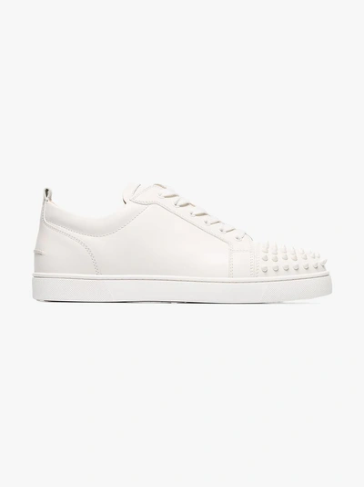 Shop Christian Louboutin White Louis Junior Studded Leather Sneakers In 3047 White