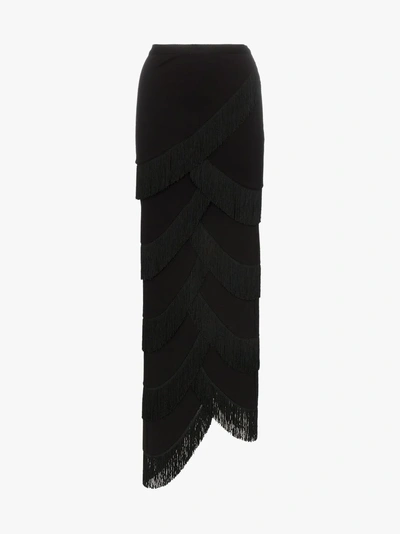 Shop Y/project Y / Project High-waisted Fringed Skirt In Black