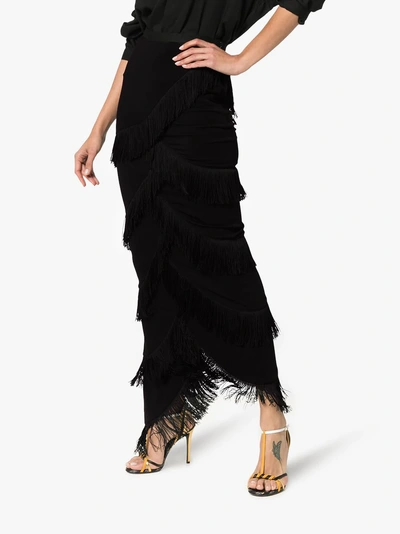 Shop Y/project Y / Project High-waisted Fringed Skirt In Black