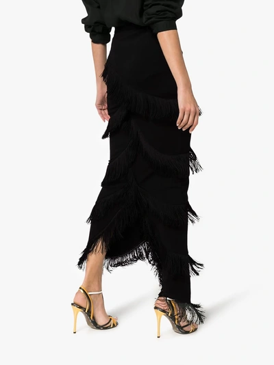Shop Y/project Y / Project High-waisted Fringed Skirt In Black