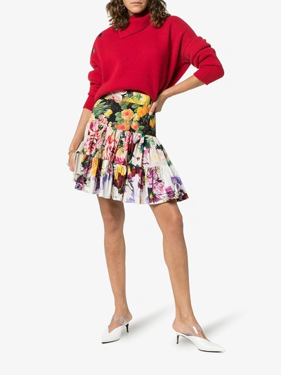 Shop Dolce & Gabbana Floral Mini Skirt In S9311 Mix Fiori