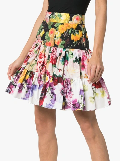 Shop Dolce & Gabbana Floral Mini Skirt In S9311 Mix Fiori