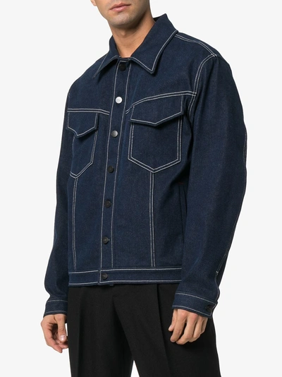 Shop Fendi Mania Denim Jacket In Blue