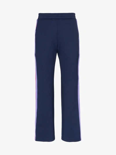 Shop Mira Mikati Striped Popper Button Trousers In Blue