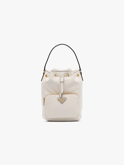 Shop Prada White Saffiano Leather Bracelet Bag In F0009  Bianco
