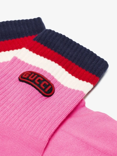 Shop Gucci Cotton Socks With  Game Patch In Pink