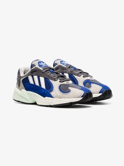 Adidas Originals Grey And Blue Yung 1 Leather And Suede Sneakers | ModeSens