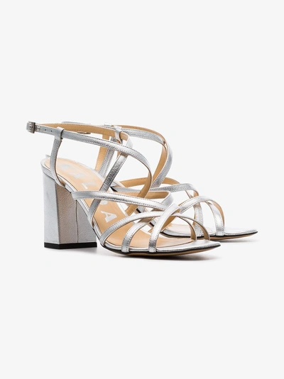 Shop Kalda Silver Pip 85 Strappy Leather Sandals