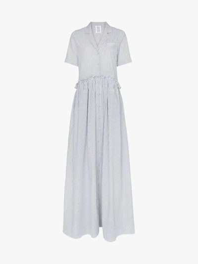 Shop Rosie Assoulin Striped Button Down Maxi Dress In Balck White Stripes