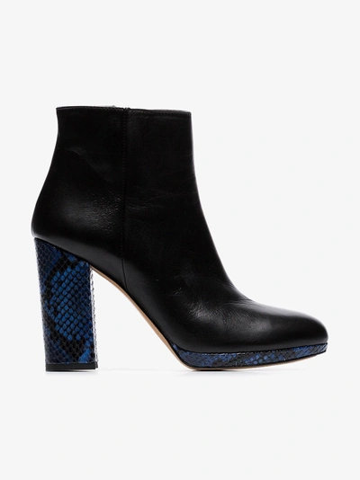 Shop Kalda Black And Blue Toi 100 Ankle Boots In Black/blue