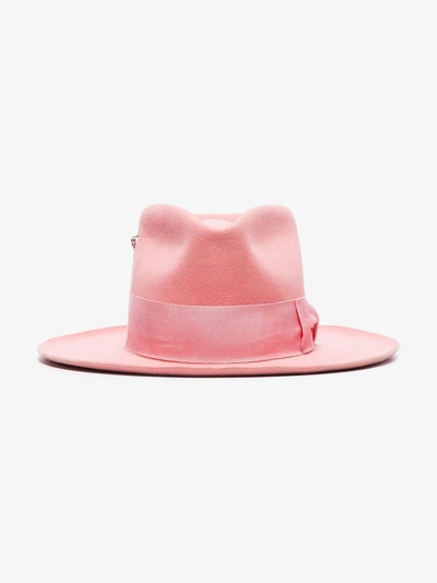 Shop Nick Fouquet Pink Oasis Zain Beaver Fur Fedora Hat
